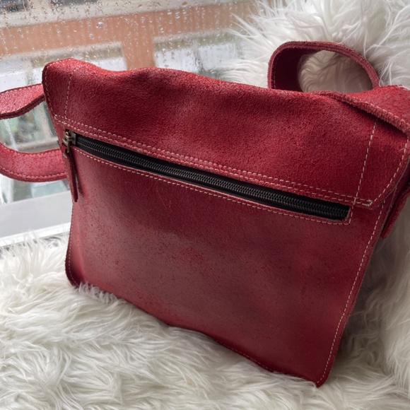 Handmade Red Genuine Leather Stachel Purse - Picture 3 of 5